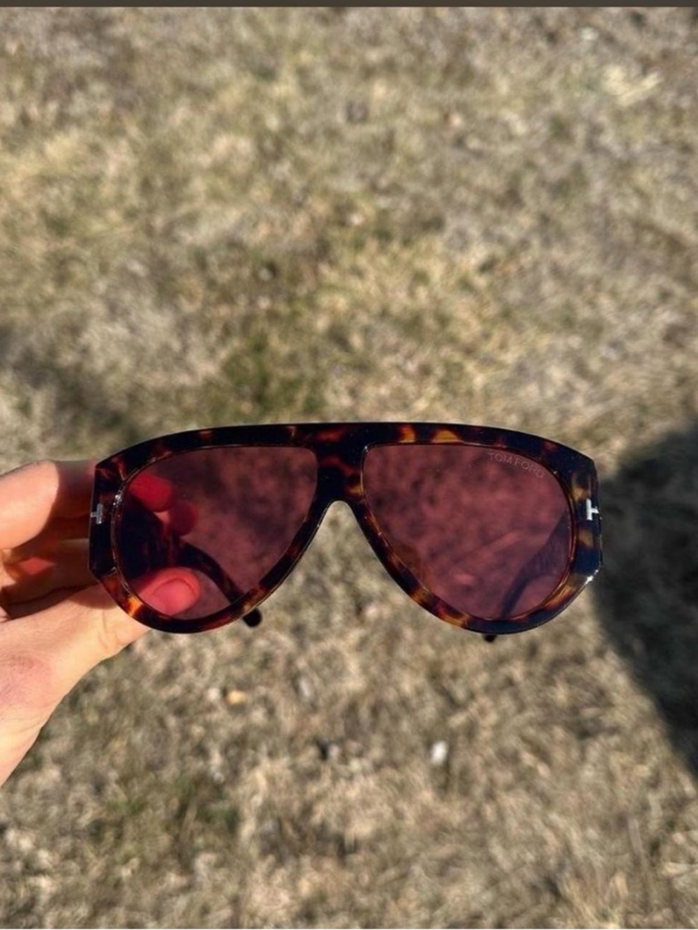 Tom Ford Tortoiseshell Shield Sunglasses with Brown Lenses